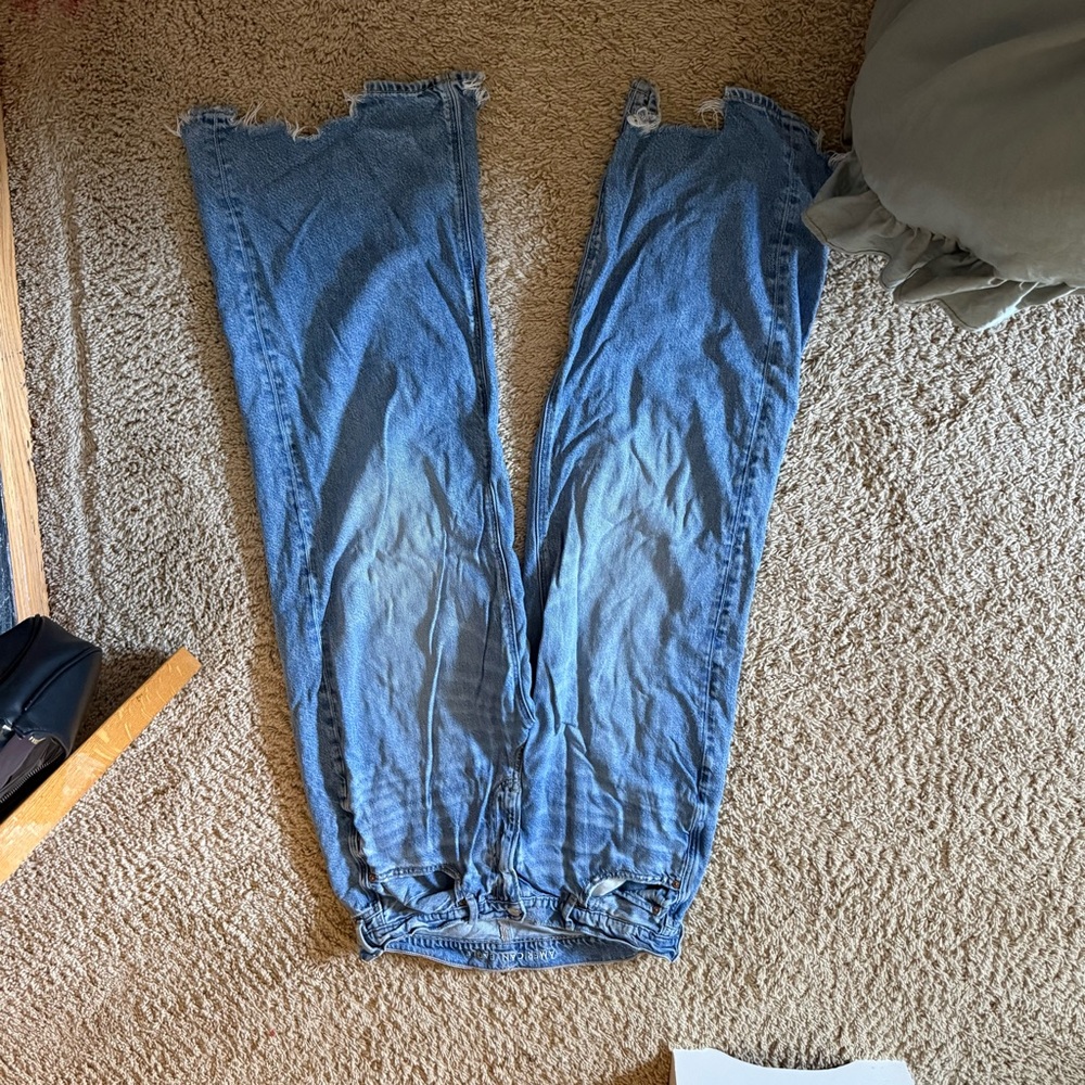 American Eagle Outfitters Distressed Blue Flare Jeans